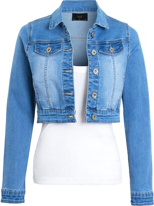 SS7 Womens Crop Stretch Fitted Denim Jacket - ShopStyle