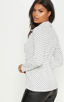 Thumbnail for your product : PrettyLittleThing White Polka Dot Belted Top