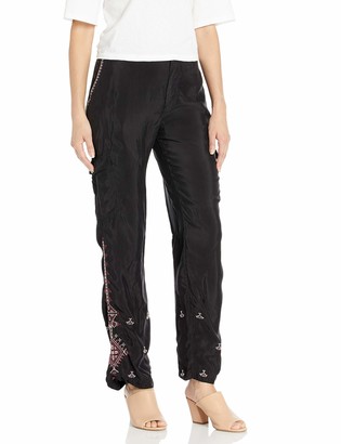 3J Workshop by Johnny Was Women's Rayon Cargo Pants with Embroidery Detail