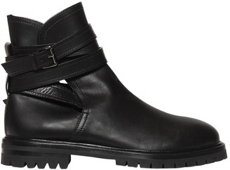 Valentino Belted Leather Ankle Boots