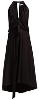 Thumbnail for your product : Chloé V-neckline Gathered Satin Midi Dress - Black