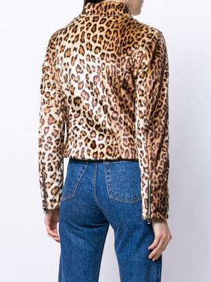 Liu Jo leopard print faux fur biker jacket