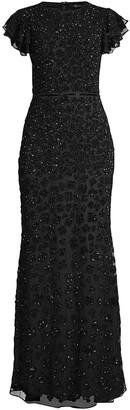 Mac Duggal Novelty Floral Embroidery Sequin Column Gown