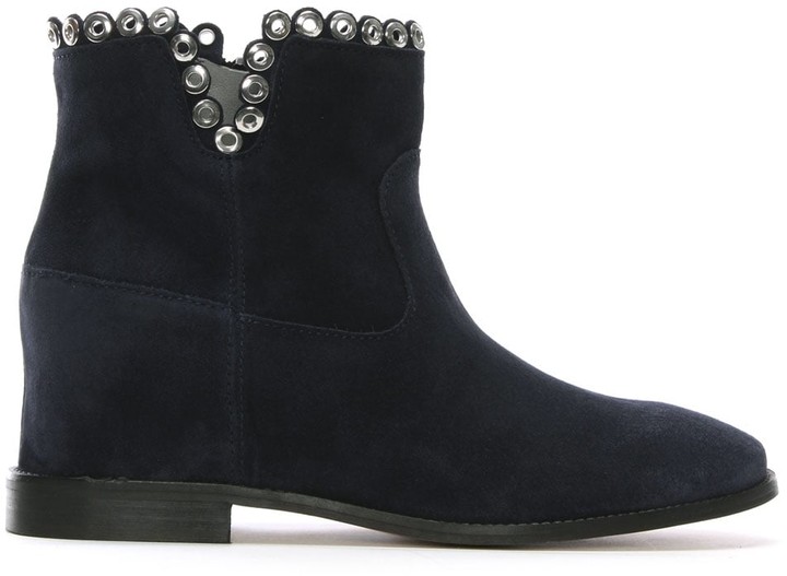 navy wedge boots uk