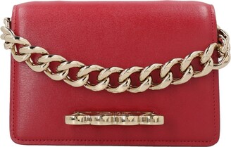 Alexander McQueen Coral Croc Embossed Leather Four Ring Crossbody Bag