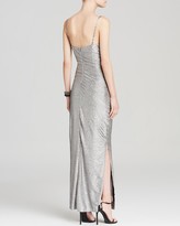 Thumbnail for your product : Laundry by Shelli Segal Gown - Spaghetti Strap Metallic Knit Ruched