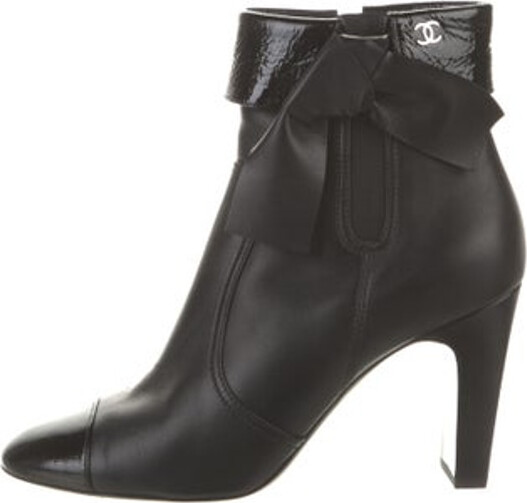 Chanel Bow Accent Leather Boots - ShopStyle