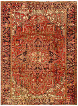 Oriental Handmade Rectangle 7'9" x 11'1" Wool/Cotton Area Rug in Rust