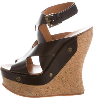 Chloé Leather Crossover Wedges
