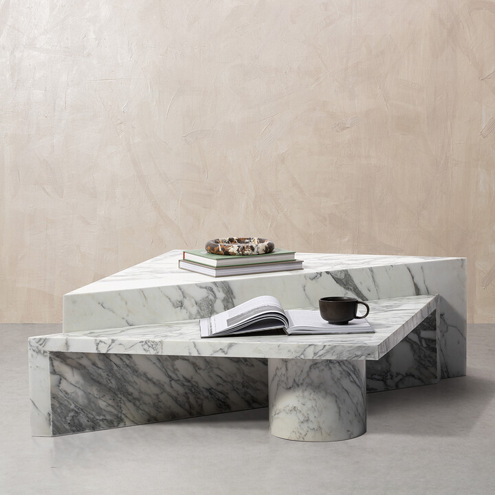 Eternity Modern Vito Two Piece Triangle Arabescato Marble Coffee Table ...