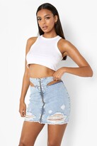 Thumbnail for your product : boohoo Cut Out Waist Detail Denim Mini Skirt