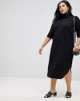 Thumbnail for your product : ASOS Curve DESIGN Curve high neck midi swing dress with trumpet sleeves