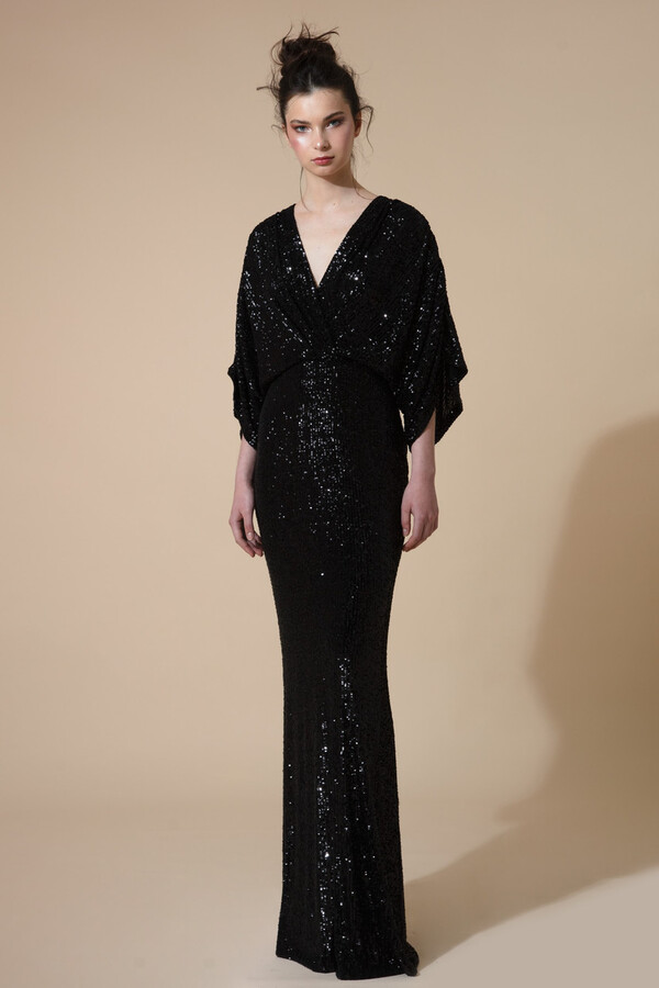 Gemy Maalouf Gathered Kimono Sleeve Gown ShopStyle Evening Dresses