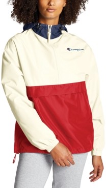 champion hooded packable popover jacket