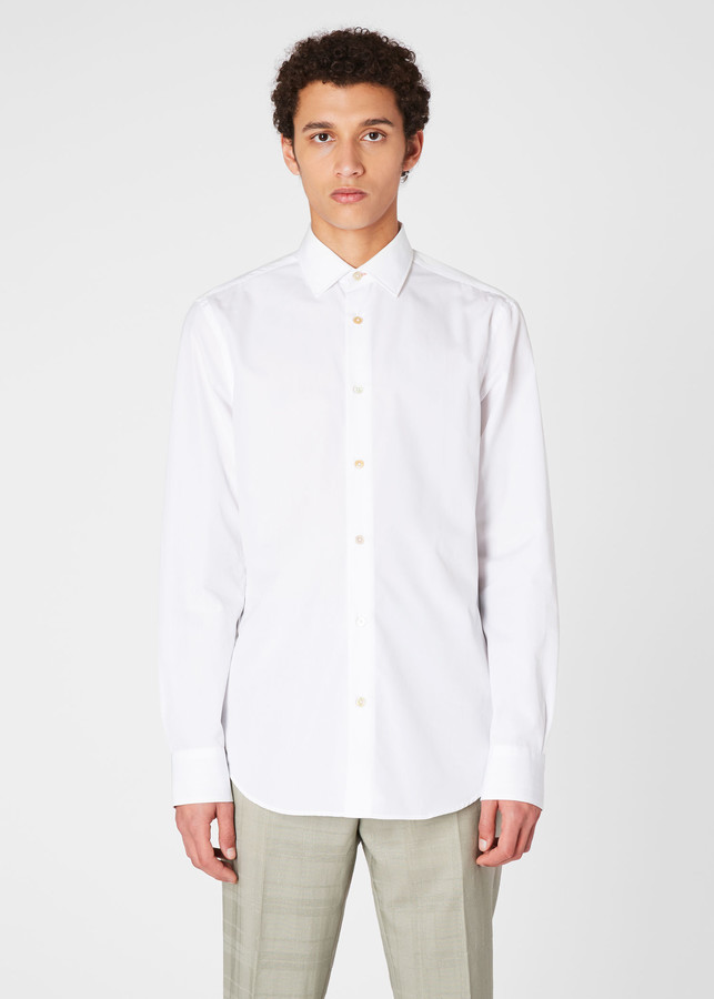 Men's TailoredFit White Cotton 'Signature Stripe' Cuff Shirt ShopStyle