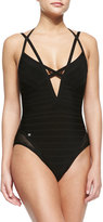 Thumbnail for your product : Herve Leger Neith Strappy Netted Bandage Swimsuit