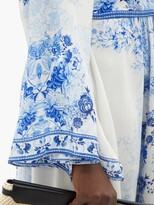 Thumbnail for your product : Camilla Plunge-neck High Tea-print Silk Maxi Dress - Blue Print