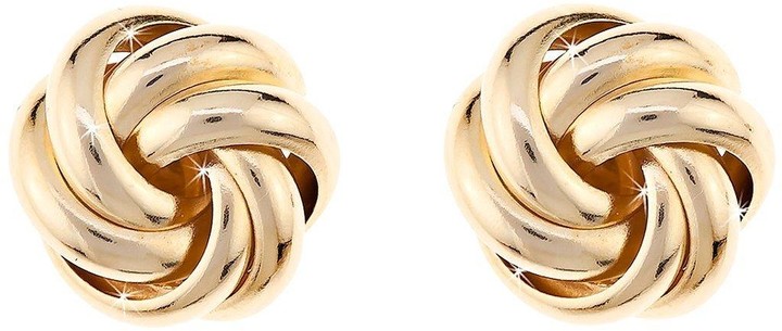 Love Gold 9 Carat Yellow Gold 9mm Three Way Knot Earrings Shopstyle