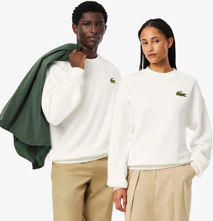 Lacoste Unisex Loose Fit Badge Accent Fleece Sweatshirt