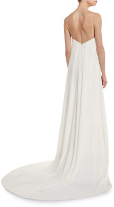 Self-Portrait Angelica Guipure Lace Cape-Back Bridal Gown, White