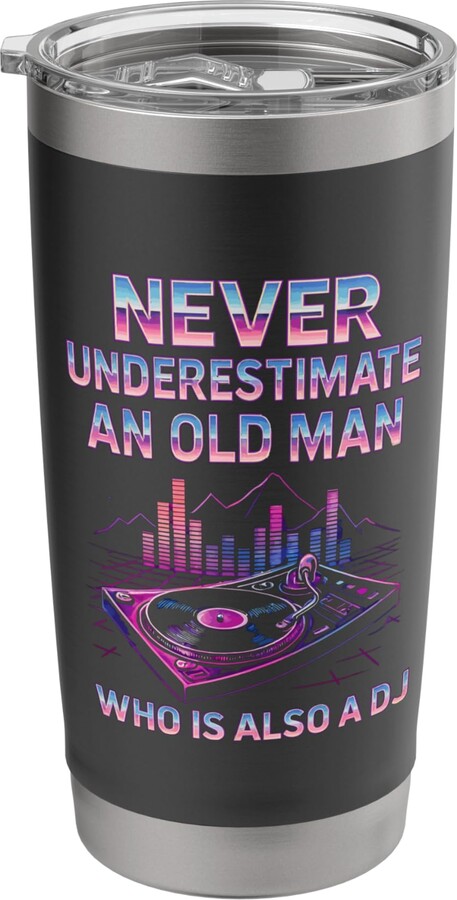 Funny DJ Music Disc Jockey Apparel Co. Never Underestimate Funny DJ Disc Jockey Music Player Dad Stainless Steel Insulated Tumbler