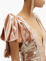 Thumbnail for your product : Roland Mouret Mooreland Silk-blend Lame Jumpsuit - Rose Gold