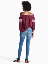 Thumbnail for your product : Lucky Brand OFF THE SHOULDER EMBROIDERED PEASANT TOP