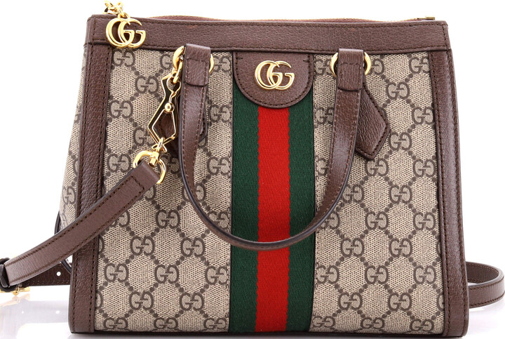 Gucci Ophidia Top Handle Tote GG Coated Canvas with Leather Small
