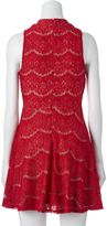 Thumbnail for your product : Juniors' Love, Fire Mockneck Lace Skater Dress