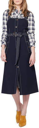 Veronica Beard Adora Belted Button-Front Midi Dress