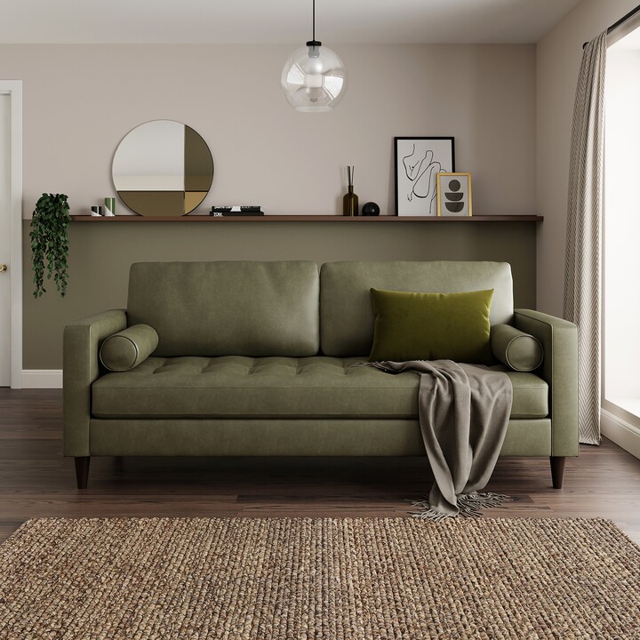 Dunelm Zoe Faux Leather 3 Seater Sofa Green - ShopStyle