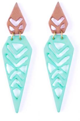 Mata Traders Mint Carved Earrings