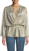 Thumbnail for your product : IRO Spacious Tie-Front Metallic Long-Sleeve Top