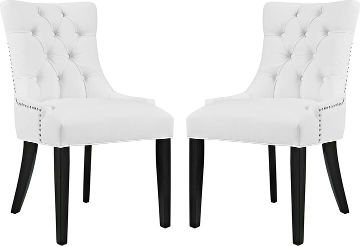Modway Regent Dining Side Chair Vinyl Set of 2 in White