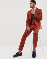 Thumbnail for your product : Harry Brown skinny fit burnt red stretch textured suit jacket