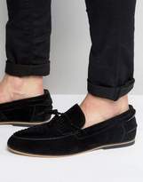Thumbnail for your product : ASOS Design Tassel Loafers In Black Faux Suede With Fringe