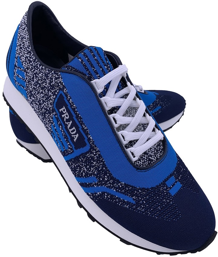 Prada Blue Cloth Trainers - ShopStyle Sneakers