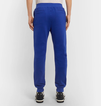 Versace Tapered Logo-Embroidered Fleece-Back Cotton-Jersey Sweatpants - Men - Blue