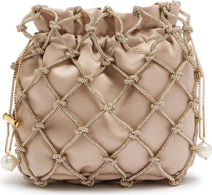Rosantica Selene Capri Crystal-embellished Satin Drawstring bag