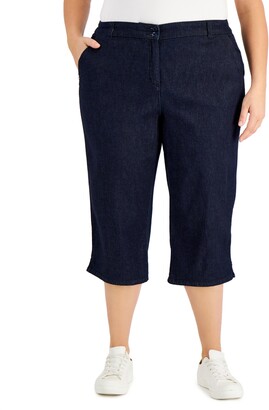 Karen Scott Plus Size Comfort-Waist Denim Capri Pants, Created for Macy's