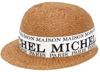 Maison Michel Rie Logo Faux Straw Hat