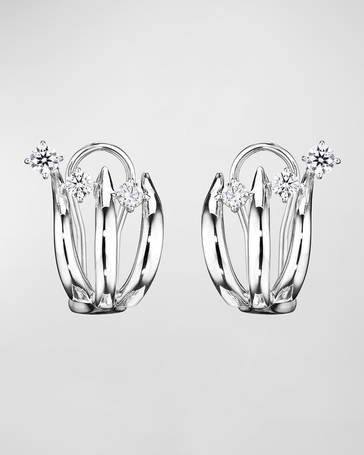Hueb 18K Tribal White Gold Earrings with VS-GH Diamonds, 0.51tcw