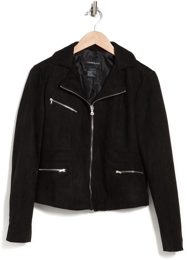 Ookie And Lala Faux Suede Cropped Moto Jacket - ShopStyle