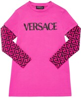 Thumbnail for your product : Versace Logo print cotton jersey dress
