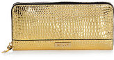 Thumbnail for your product : Milly Metallic Crocodile-Embossed Zip-Around Wallet