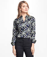 Thumbnail for your product : Brooks Brothers Petite Fitted Palm Tree Print Cotton Sateen Shirt