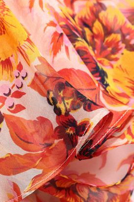 MSGM Cape-effect Floral-print Silk-chiffon Blouse