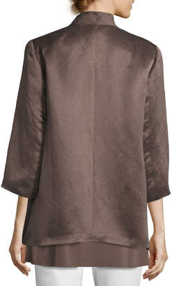 Eileen Fisher Organic-Linen/Silk Satin Jacket, Plus Size