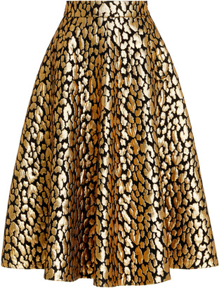 Martin Grant Silk-Blend Metallic Brocade Full Midi Skirt