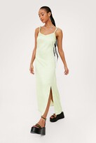 Thumbnail for your product : Nasty Gal Womens Satin V Neck Split Hem Maxi Dress - Green - 10